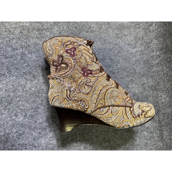 Mudd Aniston Womens Size 8M Brown Tapestry Lace-Up Ankle Boots - Picture 14 of 16